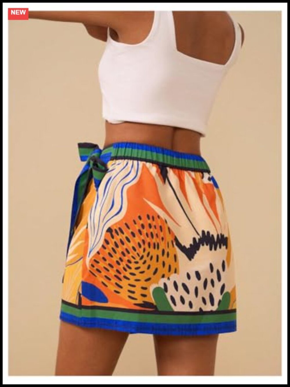 Floral High Waist Wrap Knot Side Mini Skirt Summer Casual - Picture 2 of 3